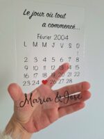 Panneau en acrylique anniversaire couple