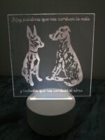 Lampe led personnalisée base ronde blanche plaque carré