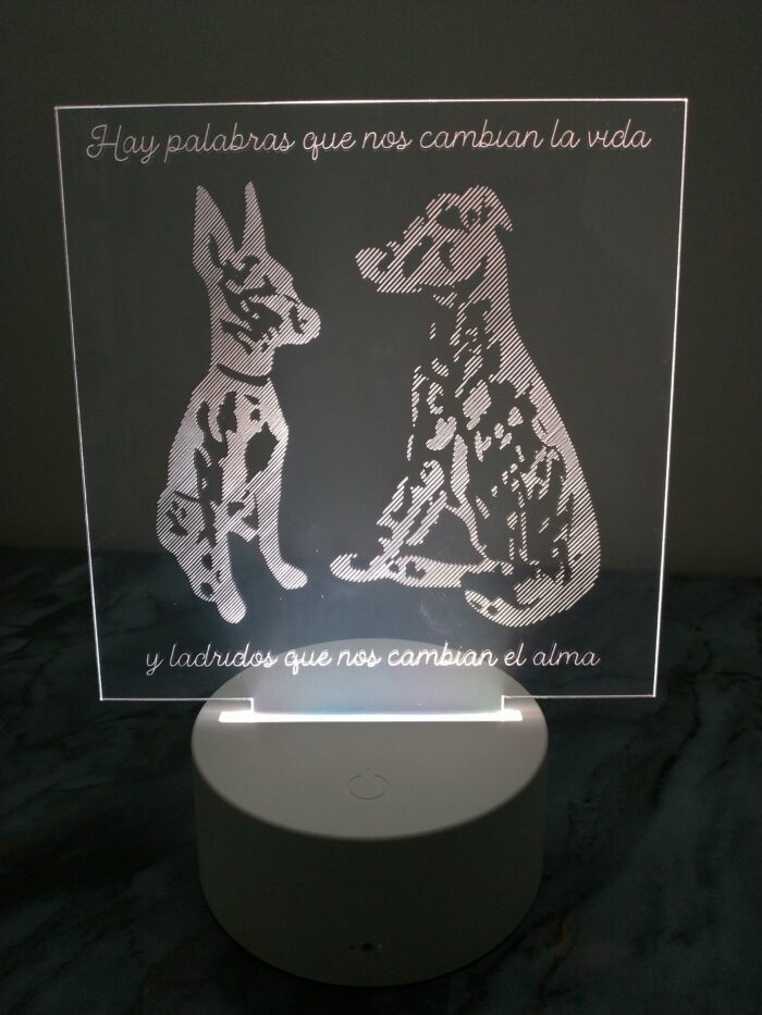 Lampe led personnalisée base ronde blanche plaque carré