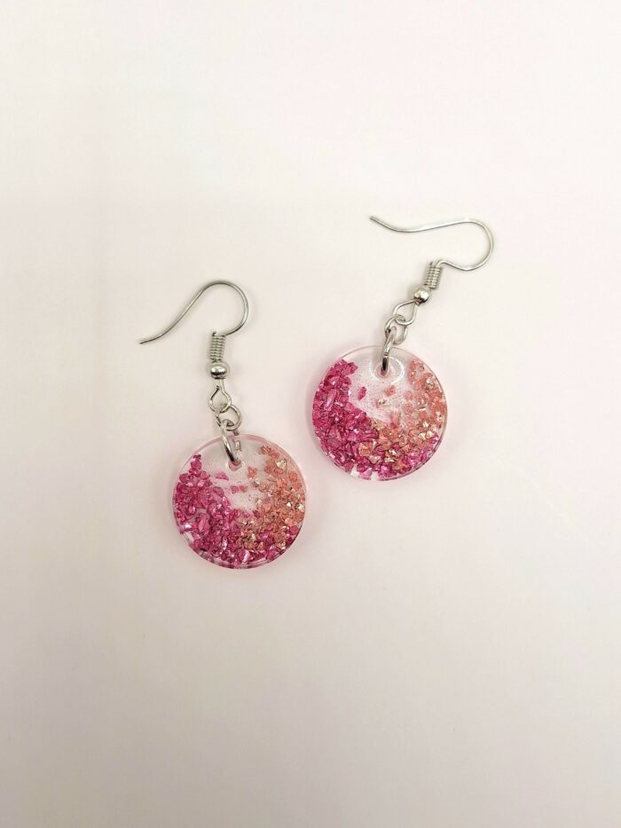 Boucles d'oreilles en résine - printemps rose – Image 1