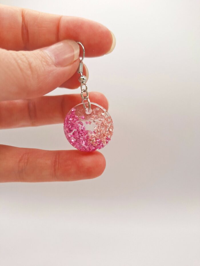 Boucles d'oreilles en résine - printemps rose – Image 5
