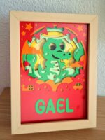 Cadre effet profondeur, motif crocodile avec prénom